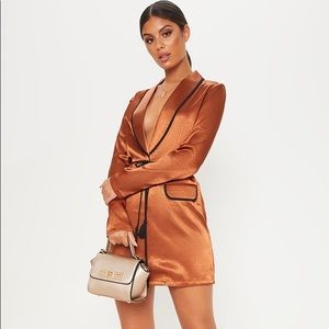 Rust Contrast Rope Detail Blazer Dress